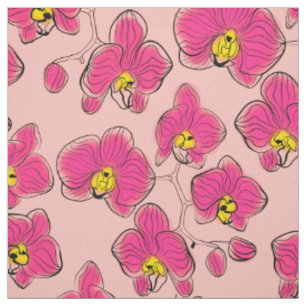 Seamless watercolor orchids phalaenopsis flowers b fabric