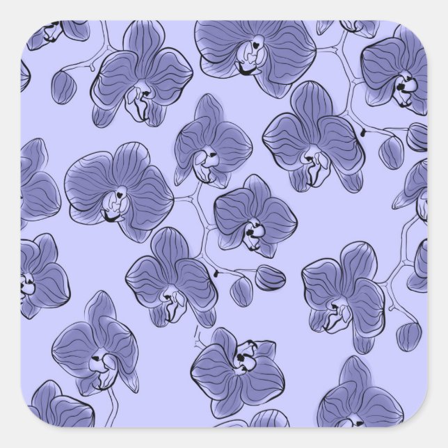 Seamless watercolor orchids phalaenopsis flowers b square sticker (Front)
