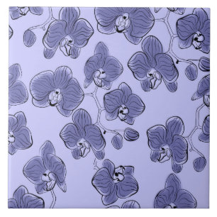 Seamless watercolor orchids phalaenopsis flowers b tile