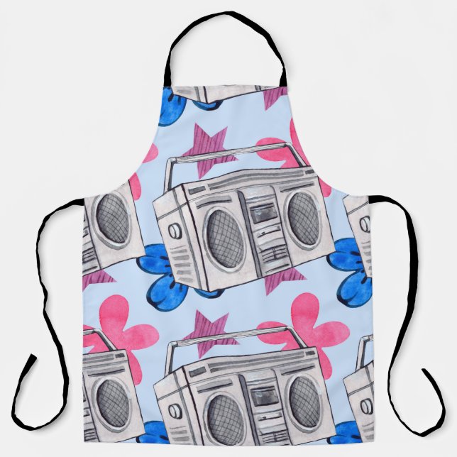 Seamless watercolor pattern in 90s style apron (Front)