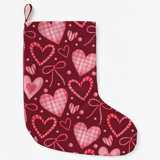 Seamless watercolor pattern in pink colours small christmas stocking (Front)
