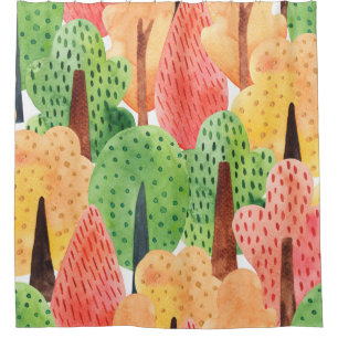 seamless watercolor pattern of autumn trees shower curtain