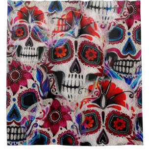 Seamless watercolor pattern of sugar skulls.  shower curtain