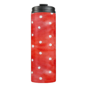 Seamless watercolor pattern red polka dots thermal tumbler