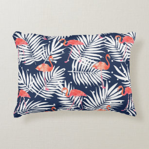 Seamless watercolor pattern with a bird flamingo a decorative cushion