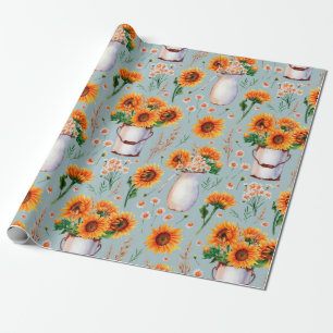 Seamless watercolor pattern with bright sunny colo wrapping paper