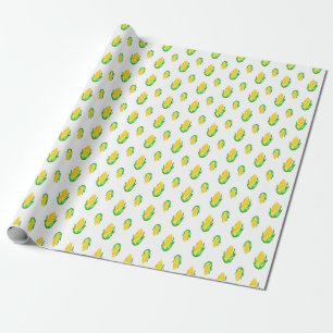Seamless watercolor pattern with corn head wrapping paper