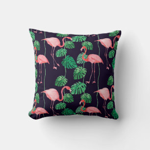 Seamless watercolor pattern with flamingo cushion