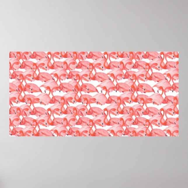 Seamless watercolor pattern with flamingo small poster (Front)