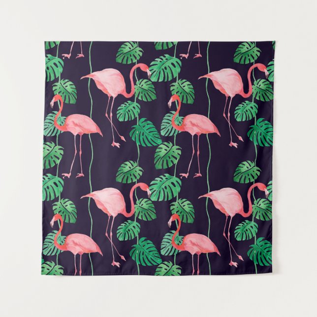 Seamless watercolor pattern with flamingo tapestry (Front)