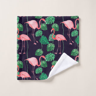 Seamless watercolor pattern with flamingo wash cloth