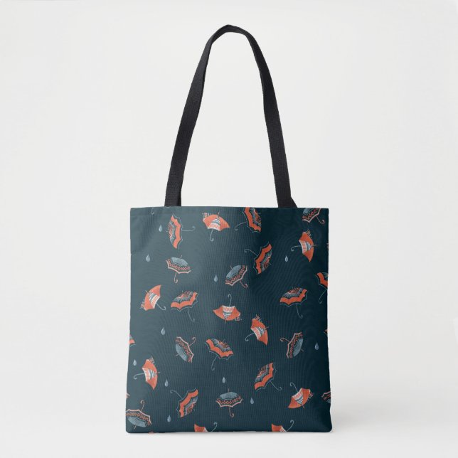Seamless watercolor pattern with funny umbrella tote bag (Front)