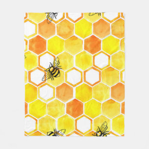 Seamless watercolor pattern with honeycombs and li fleece blanket