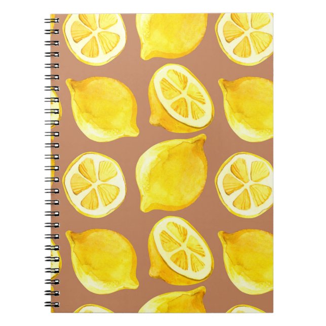 Seamless watercolor pattern with lemons notebook (Front)