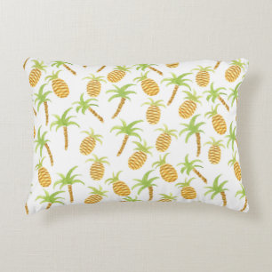 Seamless watercolor pattern with pineapples and pa decorative cushion