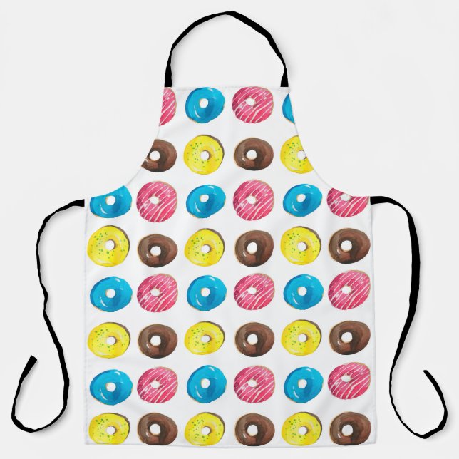 Seamless watercolor pattern with small doughnuts apron (Front)