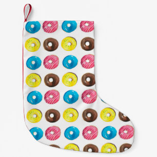 Seamless watercolor pattern with small doughnuts christmas stocking