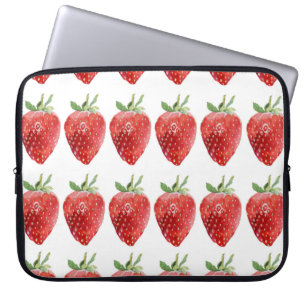 Seamless watercolor pattern with strawberries laptop sleeve