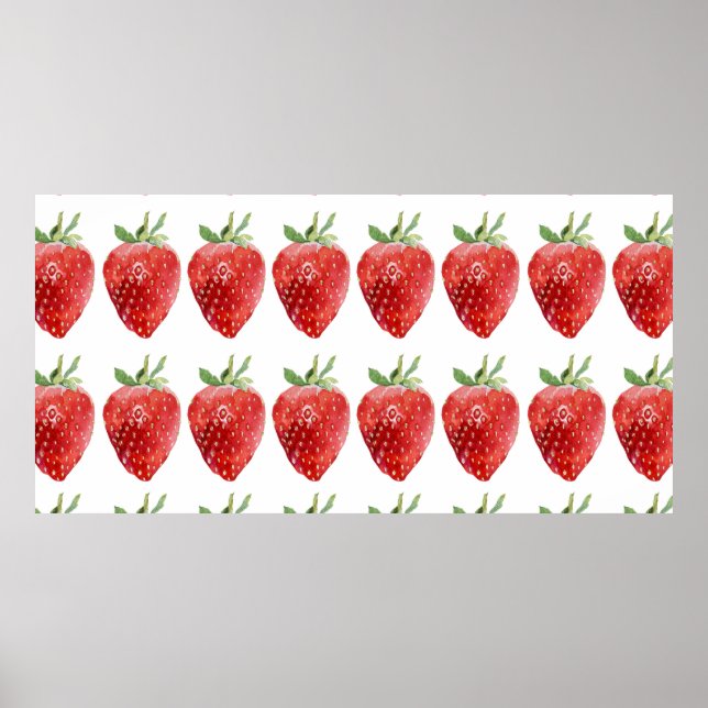 Seamless watercolor pattern with strawberries  poster (Front)