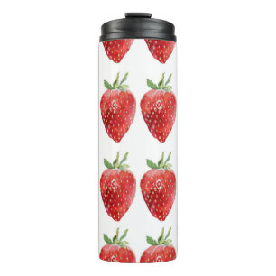 Seamless watercolor pattern with strawberries thermal tumbler