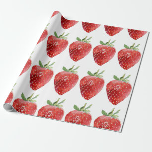 Seamless watercolor pattern with strawberries wrapping paper