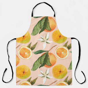Seamless watercolor pattern with tangerines apron
