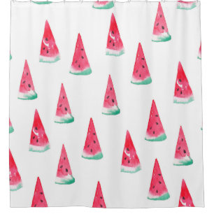 Seamless watercolor pattern with watermelon shower curtain