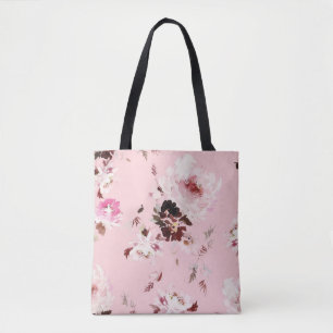 Seamless Watercolor Vector Pattern with Peonies Tote Bag