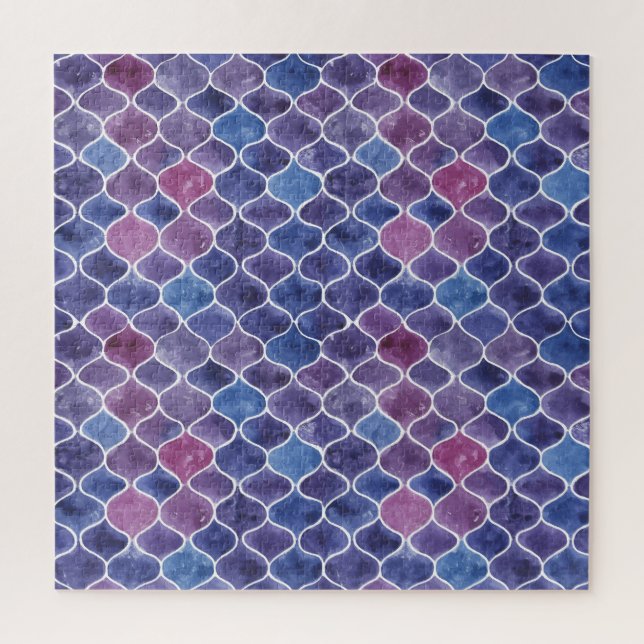 Seamless Watercolor Violet Floral Pattern Jigsaw Puzzle (Vertical)