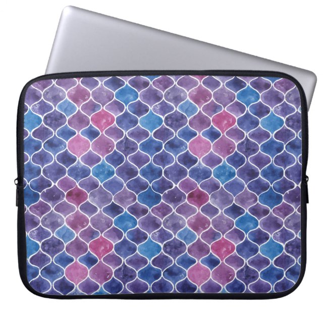 Seamless watercolor violet pattern laptop sleeve (Front)