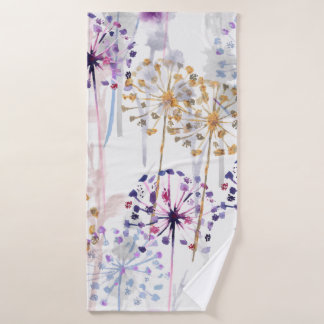 Seamless Watercolor wild floral pattern in hand pa Bath Towel