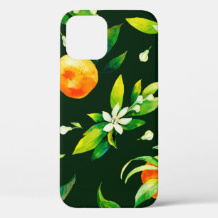 Seamless watercolour citrus fruits and leaves patt iPhone 12 case