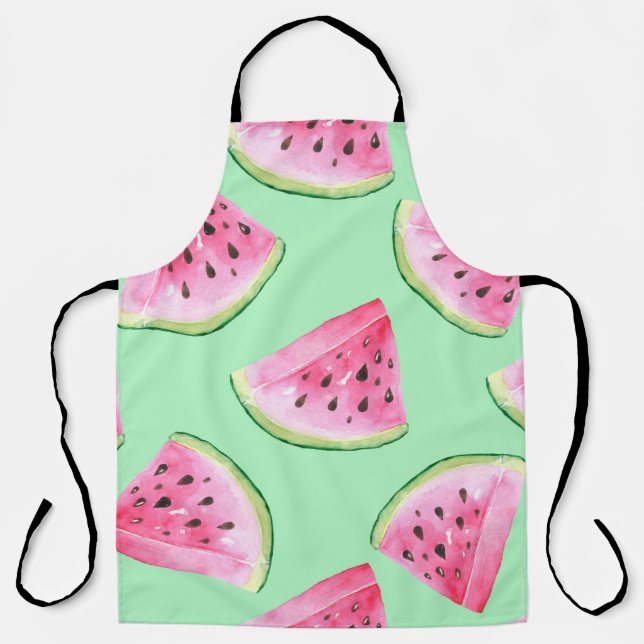Seamless Watermelon Pattern in Watercolor style Wa Apron (Front)