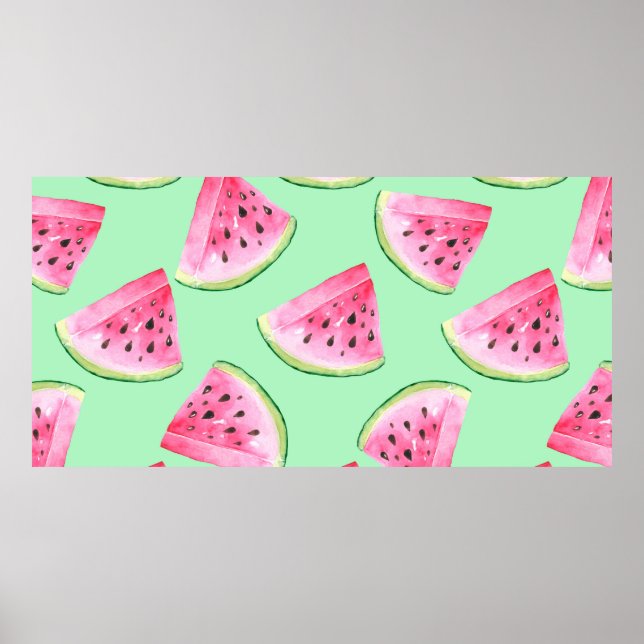 Seamless Watermelon Pattern in Watercolor style Wa Poster (Front)