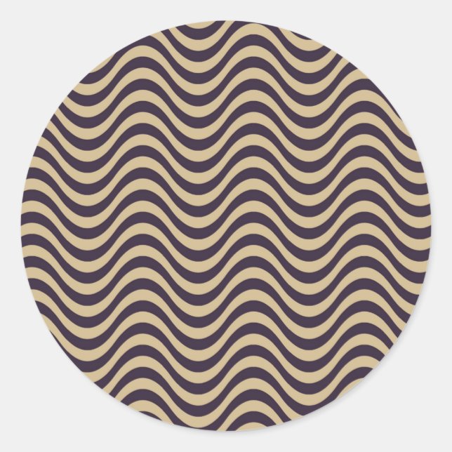 Seamless wave pattern with sepia duotone classic round sticker (Front)