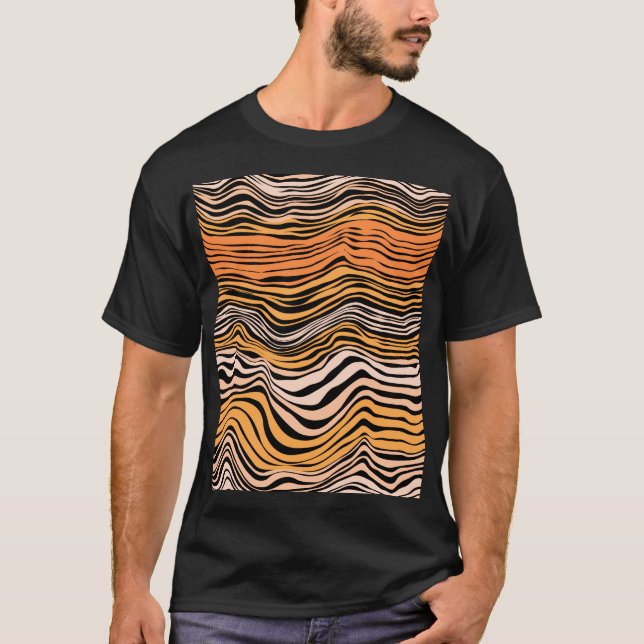 Seamless Wavy Stripes Pattern Design T-Shirt (Front)