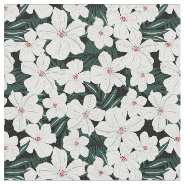 Seamless white garden spring time cute pattern fabric (Close Up)