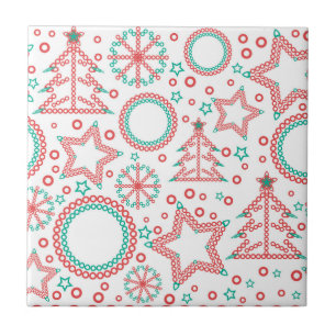 Seamless white Merry Christmas ornamental decor tr Tile