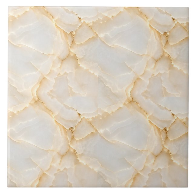 Seamless White Onyx Gold Vein Marble Pattern Tile (Front)