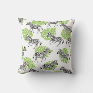Seamless white pattern with zebras. illustration cushion
