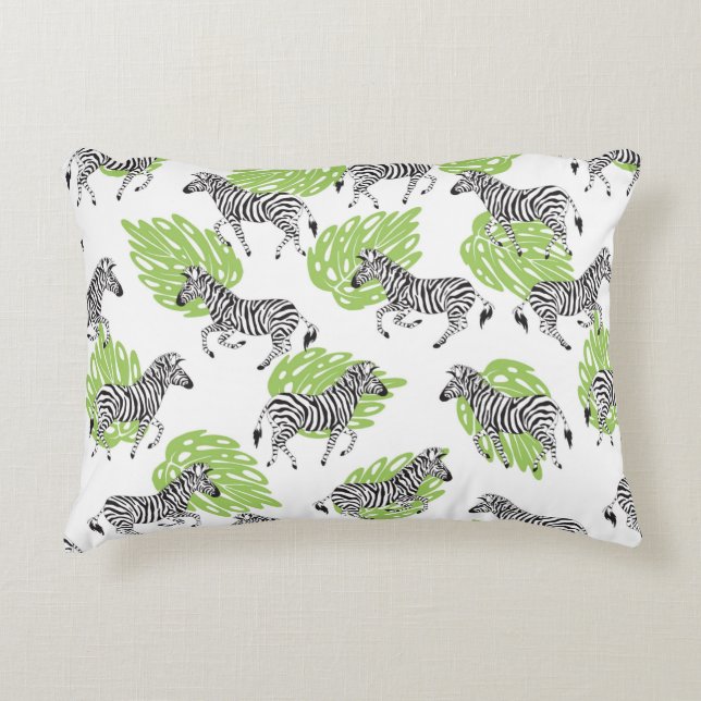Seamless white pattern with zebras. illustration decorative cushion (Front)