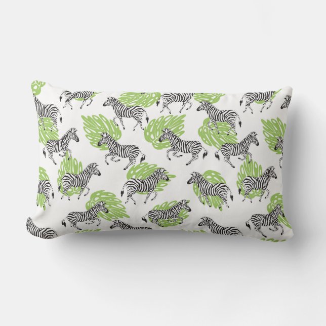 Seamless white pattern with zebras. illustration lumbar cushion (Front)