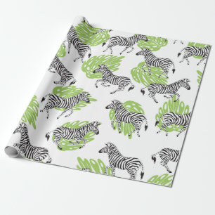 Seamless white pattern with zebras. illustration wrapping paper