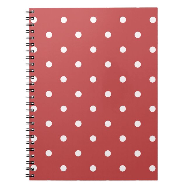 Seamless white polka dot pattern on red background notebook (Front)