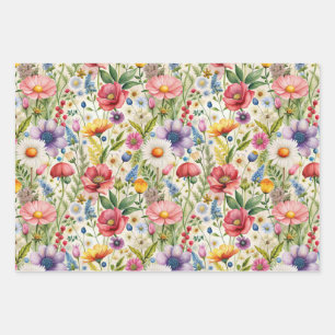 Seamless Wildflower Pattern Furniture Decoupage Wrapping Paper Sheet