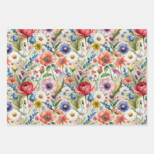 Seamless Wildflower Pattern Furniture Decoupage  Wrapping Paper Sheet
