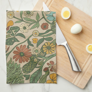 Seamless William Morris style floral pattern Kitch Tea Towel