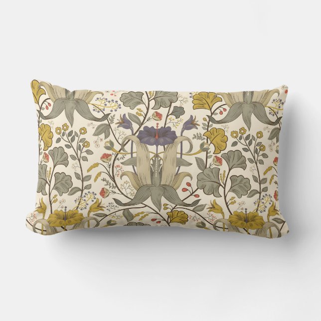 Seamless William Morris style floral pattern Lumba Lumbar Cushion (Front)