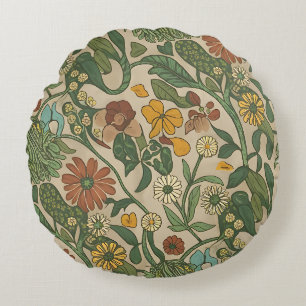 Seamless William Morris style floral pattern Round Cushion