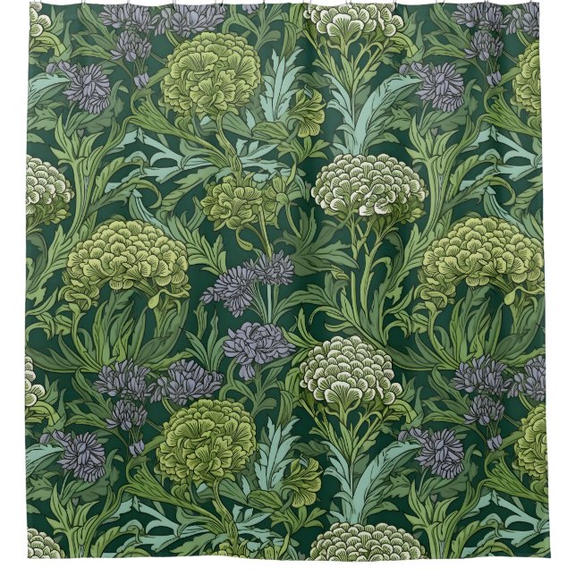 Seamless William Morris style floral pattern Shower Curtain (Front)